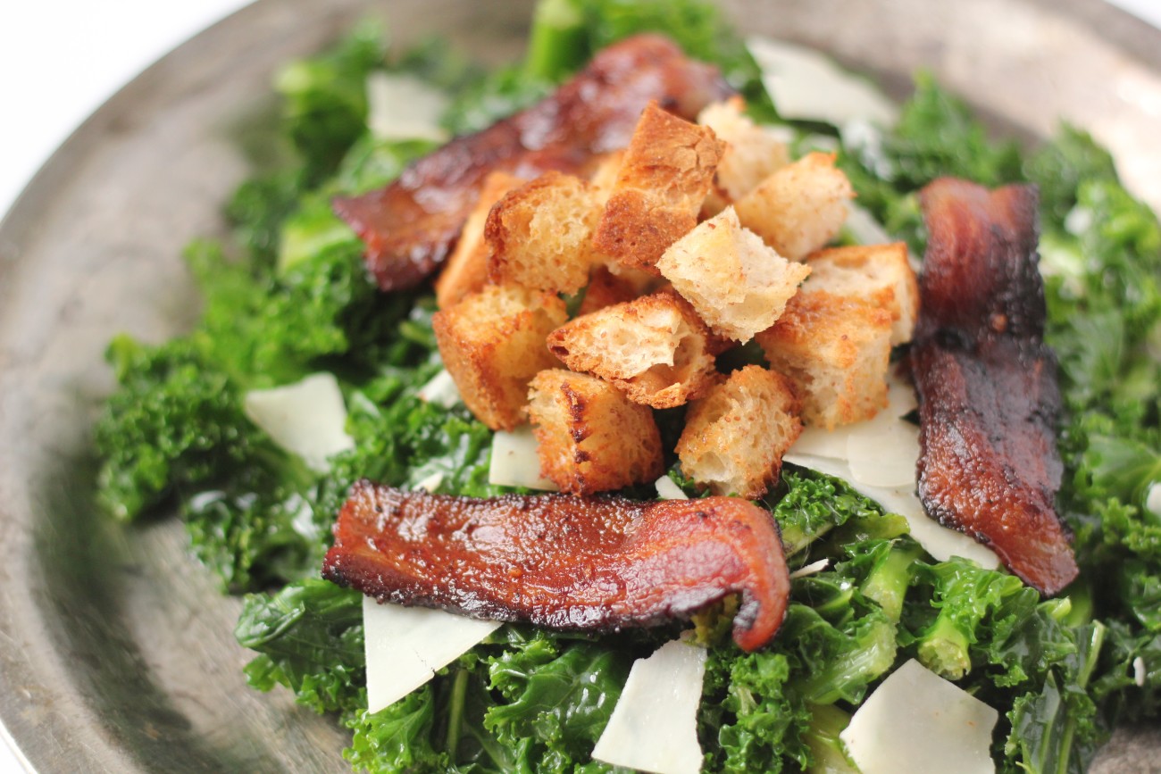 This Kale Bacon Salad will make you love kale. There's a secret trick to making kale not taste bitter! 